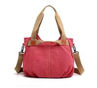 FANDARE Lona Bolsos Mano Mujer Bandolera Bolso Hombro Cruzado Vintage para Señora Viaje Trabajo Escuela Compras Crossbody Bag Rojo