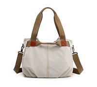 FANDARE Lona Bolsos Mano Mujer Bandolera Bolso Hombro Cruzado Vintage para Señora Viaje Trabajo Escuela Compras Crossbody Bag Blanco