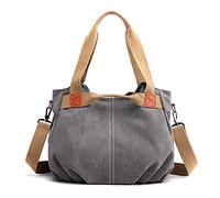 FANDARE Lona Bolsos Mano Mujer Bandolera Bolso Hombro Cruzado Vintage para Señora Viaje Trabajo Escuela Compras Crossbody Bag Gris