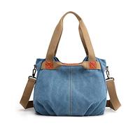 FANDARE Lona Bolsos Mano Mujer Bandolera Bolso Hombro Cruzado Vintage para Señora Viaje Trabajo Escuela Compras Crossbody Bag Azul B