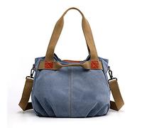 FANDARE Lona Bolsos Mano Mujer Bandolera Bolso Hombro Cruzado Vintage para Señora Viaje Trabajo Escuela Compras Crossbody Bag Azul C