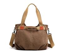 FANDARE Lona Bolsos Mano Mujer Bandolera Bolso Hombro Cruzado Vintage para Señora Viaje Trabajo Escuela Compras Crossbody Bag Marrón