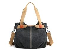 FANDARE Lona Bolsos Mano Mujer Bandolera Bolso Hombro Cruzado Vintage para Señora Viaje Trabajo Escuela Compras Crossbody Bag Negro