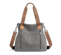 FANDARE Lona Bolsos Mano Mujer Bandolera Bolsos de Mensajero Conmutar Bolso Hombro Cruzado para 12.9 Pulgadas Tableta Señora Viaje Trabajo Escuela Compras Crossbody Bag Gris