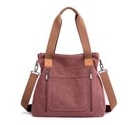 FANDARE Lona Bolsos Mano Mujer Bandolera Bolsos de Mensajero Conmutar Bolso Hombro Cruzado para 12.9 Pulgadas Tableta Señora Viaje Trabajo Escuela Compras Crossbody Bag Rosado
