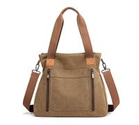 FANDARE Lona Bolsos Mano Mujer Bandolera Bolsos de Mensajero Conmutar Bolso Hombro Cruzado para 12.9 Pulgadas Tableta Señora Viaje Trabajo Escuela Compras Crossbody Bag Marrón