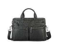FANDARE Maletin Impermeable Funda PC Portatil 14 Pulgadas Regalo Hombre Portadocumentos Maletín de Cuero Genuino Bolso Trabajo Hombre Bandolera para Portátil Bolso Mensajero Negocios Negro