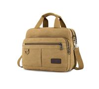 FANDARE Maletines de Lona Hombre Bolso Messenger Cartera Mensajero Bolsos Mano Bolsas Fundas para 12,9 Pulgadas portátiles netbooks Portafolio Carpeta Bandolera para Oficina Viajes y Trabajo Caqui