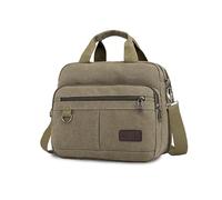 FANDARE Maletines de lona Hombre Bolso Messenger Cartera mensajero Bolsos mano Bolsas fundas para 12,9 pulgadas portátiles netbooks Portafolio Carpeta bandolera para oficina viajes y trabajo Verde