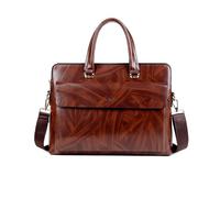 FANDARE Maletines Hombre Bolso Messenger Cartera Mensajero Cuero clásico con veta de Madera Bolsos Mano Bolsas y Fundas para 15.6 Pulgadas portátiles Portafolio Carpeta Bandolera Marrón Claro