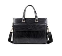 FANDARE Maletines Hombre Bolso Messenger Cartera Mensajero Cuero clásico con veta de Madera Bolsos Mano Bolsas y Fundas para 15.6 Pulgadas portátiles Portafolio Carpeta Bandolera Negro