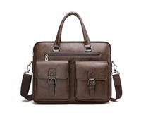 FANDARE Maletines Hombre Bolso Messenger Estilo Británico Cartera Mensajero PU Cuero Bolsos Mano Bolsas y Fundas para 15.6 Pulgadas portátiles y netbooks Portafolio Carpeta bandoleraMarrón Oscuro
