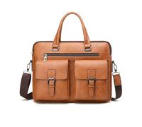 FANDARE Maletines Hombre Bolso Messenger Estilo Británico Cartera Mensajero PU Cuero Bolsos Mano Bolsas y Fundas para 15.6 Pulgadas portátiles y netbooks Portafolio Carpeta Bandolera Marrón Claro