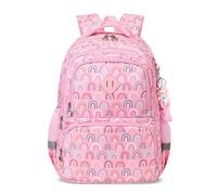 FANDARE Mochila Arcoíris Niño Mochilas Infantiles Mochila Escolar con Tiras Reflectantes Adolescentes Mochila Instituto para Niñas Mochilas Instituto Mochilas Tipo Casual Rosa