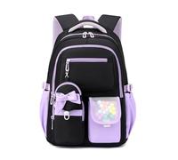 FANDARE Mochila Colegial para Mujer Mochila Universitaria Ligera con Bolsillo para Portátil de 16 Pulgadas Acolchado Impermeable Oxford Espalda Transpirable Acolchada Correa Pectoral Morado