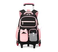 FANDARE Mochila con Ruedas 2 en 1 Mochila Carrito Universitaria 35L Compartimento Ordenador 15.6 Pulgadas Ruedas Tejido Oxford Impermeable Ideal para Colegio Viaje Rosa