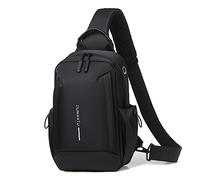 FANDARE Mochila Cruzada Hombre Bolsos Cruzados Mochila Bandolera Hombre Bolsa de Pecho Hombre Bandoleras Hombre Bolso de Mano Bolso de Hombro Crossbody Bag para Viajes Ciclismo Impermeable Negro