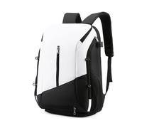 FANDARE Mochila de Baloncesto Tenis Bádminton Bolsas para Material Mujer Hombre Mochilas Tipo Casual Baloncesto Bolsas para Material Mochila Laptop Daypack con Compartimento para Zapatos Blanco Negro