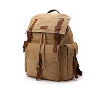 FANDARE Mochila de Senderismo Lienzo Mochilas de Marcha Elegante Bolsos Mochila para Mujer Mochilas de Ciclismo Mochila Trekking Bolsa de Cuerda para Viaje Excursionismo Daypacks Caqui