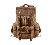 FANDARE Mochila de Senderismo Lienzo Mochilas de Marcha Mochilas de Ciclismo Trekking al Aire Libre Bolsa de Cuerda para Viaje Excursionismo Caminatas Acampadas o Uso Diari Daypacks Caqui