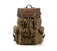 FANDARE Mochila de Senderismo Lienzo Mochilas de Marcha Mochilas de Ciclismo Trekking al Aire Libre Bolsa de Cuerda para Viaje Excursionismo Caminatas Acampadas o Uso Diari Daypacks Ejercito Verde