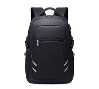 FANDARE Mochila de Viaje Gran Capacidad con Puerto de Carga USB, Mochila Ligera y Resistente para Ordenador de 15.6 Pulgadas, Incluye Correa para Equipaje, Tiras Reflectantes Negro