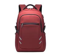 FANDARE Mochila de Viaje Gran Capacidad con Puerto de Carga USB, Mochila Ligera y Resistente para Ordenador de 15.6 Pulgadas, Incluye Correa para Equipaje, Tiras Reflectantes Granate