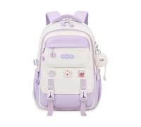 FANDARE Mochila Escolar Infantil Gran Capacidad Impermeable Ligera Mochila Colegio con Múltiples Bolsillos Correa Pectoral Ajustable y Diseño Ergonómico para Portar Libros Viajes y Uso Diario Morado