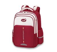 FANDARE Mochila Escolar Múltiples Compartimentos para Niños y Niñas Mochila Ligera de Poliéster Impermeable con Tirantes Anchos Acolchados Uso Diario para Primaria Roja