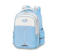 FANDARE Mochila Escolar Múltiples Compartimentos para Niños y Niñas Mochila Ligera de Poliéster Impermeable con Tirantes Anchos Acolchados Uso Diario para Primaria Azul Claro