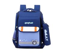 FANDARE Mochila Escolar Niño Niña 4-12 Años, Mochila Infantil con Estuche, 27L Mochila Grande con Bandas Reflectantes para Seguridad Nocturna, para Primaria Azul con Celeste
