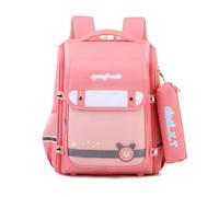 FANDARE Mochila Escolar Niño Niña 4-12 Años, Mochila Infantil con Estuche, 27L Mochila Grande con Bandas Reflectantes para Seguridad Nocturna, para Primaria Rosa