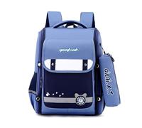 FANDARE Mochila Escolar Niño Niña 4-12 Años, Mochila Infantil con Estuche, 27L Mochila Grande con Bandas Reflectantes para Seguridad Nocturna, para Primaria Azul vaquero