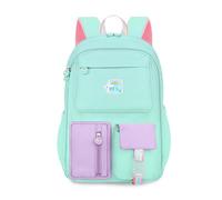 FANDARE Mochila Escolar para Niñas 4-12 Años, 27 litros, Correas Anchas Acolchadas Ergonómicas, Bolsillo Frontal de Apertura Total 180°, Nylon Resistente, 4 Colores Verde