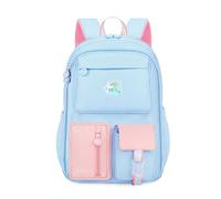 FANDARE Mochila Escolar para Niñas 4-12 Años, 27 litros, Correas Anchas Acolchadas Ergonómicas, Bolsillo Frontal de Apertura Total 180°, Nylon Resistente, 4 Colores Azul