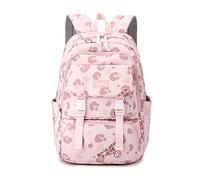 FANDARE Mochila Escolar para Niño Niña Adolescente Mochila de Viaje con Cinta para Maleta Impermeable Diseño de Grafiti Estilo Minimalista para Universidad Colegio Diario Ocio Rosa