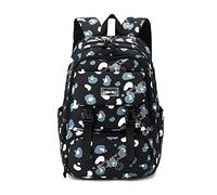 FANDARE Mochila Escolar para Niño Niña Adolescente Mochila de Viaje con Cinta para Maleta Impermeable Diseño de Grafiti Estilo Minimalista para Universidad Colegio Diario Ocio Negro