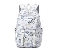 FANDARE Mochila Escolar para Niño Niña Adolescente Mochila de Viaje con Cinta para Maleta Impermeable Diseño de Grafiti Estilo Minimalista para Universidad Colegio Diario Ocio Gris