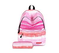 FANDARE Mochila Galaxy Mochilas Tipo Casual Bolsas Escolares con Estuche Niña Niño Bolsa de Viaje Bolsos de Mujer Adolescente School Bag Outdoor Viaje Infantiles Daypack Poliéster Rosado