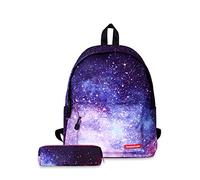 FANDARE Mochila Galaxy Mochilas Tipo Casual Bolsas Escolares con Estuche Niña Niño Bolsa de Viaje Bolsos de Mujer Adolescente School Bag Outdoor Viaje Infantiles Daypack Poliéster Púrpura