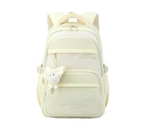 FANDARE Mochila Infantil con Peluche y Bordado Mochila Escolar de Dibujos Animados para Adolescentes Primaria y Secundaria, Mochilas Casual para Uso Diario Viajes Campus Amarillo