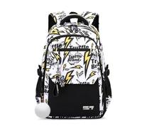 FANDARE Mochila Infantil Estilo Graffiti Urbano Mochilas Escolar para Secundaria y Preparatoria Multifuncional para 5 a 22 Años Mochila Versátil para Niñas Niños Viajes Universidad Negro Amarillo