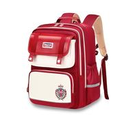 FANDARE Mochila Infantil Estilo Inglés para Niño y Niña Mochila Escolar Impermeable Ligera Gran Capacidad con Tirantes Acolchados Espalda Ergonómica Transpirable y Cinturón Pecho Rojo