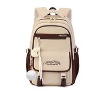 FANDARE Mochila Infantil para Colegio con Decoración de Peluche, Bolsas Bonita para Primaria, Mochilas Ligera para Adolescentes para Preescolar (3-12 Años) Niños & Niñas Marrón Amarillento