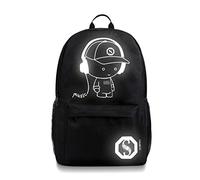 FANDARE Mochila Luminoso Bolsa de Escuela Unisexo Mochilas Tipo Casual Bolsos de Mujer Hombre Bolsa de Viaje Niña Niño School Bag Adolescente Knapsack con USB Daypack Impermeable Poliéster Negro A