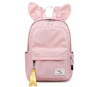 FANDARE Mochila para Mujer, Mochila para Portátil 15,6 Pulgadas, Bolsa Ligera de Día para Viaje y Commuting, Poliéster Transpirable y Resistente, Mochila con Acceso Frontal de Tapa Abatible Rosa