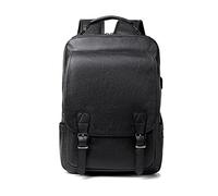 FANDARE Mochila para Portátil con Puerto de Carga USB - Multiusos Impermeable PU Cuero Bolsa Escolar para Hombre y Mujer Universidad Negro
