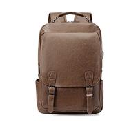 FANDARE Mochila Universitaria con Puerto USB - Bolsa Escolar Impermeable PU para Portátil - Daypack Multifunción para Hombre y Mujer - Caqui