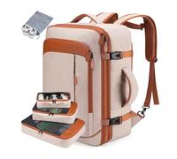 FANDARE Mochila Viaje Cabina Avion Mochila de Mano aprobada por Vuelo Mochila de Viaje Mujeres Hombres Maletas de Cabina Vuelo Portatil Impermeable Equipaje Mochila con 3 Cubos de Embalaje Caqui