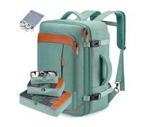 FANDARE Mochila Viaje Cabina Avion Mochila de Mano aprobada por Vuelo Mochila de Viaje Mujeres Hombres Maletas de Cabina Vuelo Portatil Impermeable Equipaje Mochila con 3 Cubos de Embalaje Verde